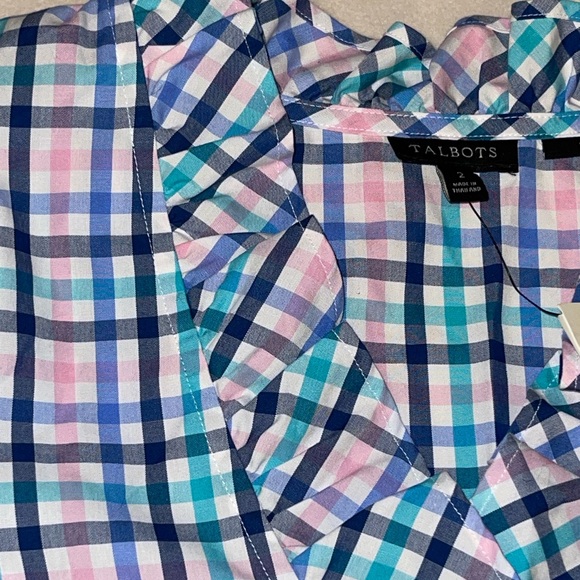 Talbots Multicolor Ruffle Neck Top - Picture 5 of 11